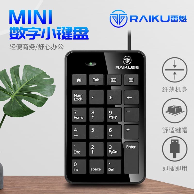 RAIKU K-601 USB Mini 23-Key Numeric Keypad Accounting Keyboard Wired for Cross-Border