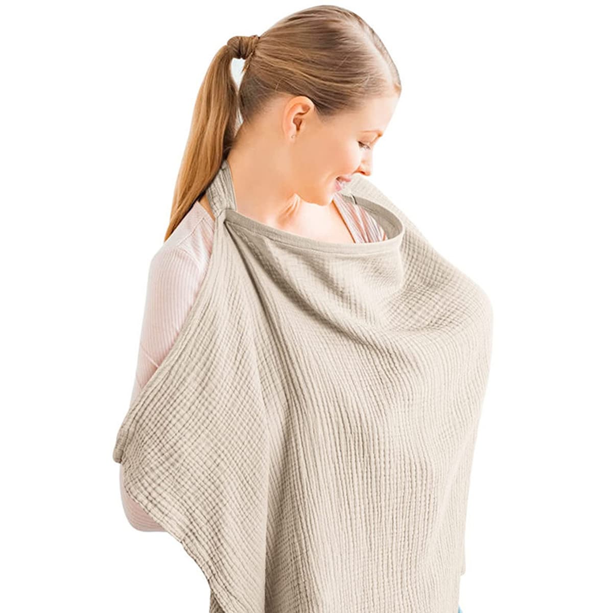Cross-border Pure Cotton Nursing Cover, Anti-Exposure Outer Wrap, Double-Layer Crepe Feeding Scarf, Shawl Nursing Cover