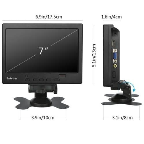 HD 7-inch Vehicle LCD Display HDMI VGA Truck Bus Coach Surveillance Headrest Display