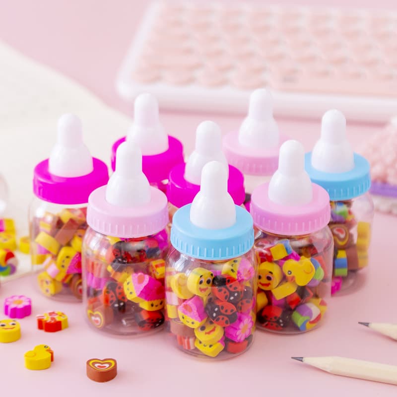 Creative Gift Stationery Learning Supplies Elementary School Student Prize Cartoon Milk Bottle Shaped Mini Eraser T