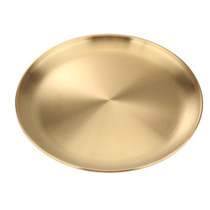Korean-style stainless steel round plate, commercial gold barbecue tray, fruit cake plate, dinner plate, bone dish, shallow plate