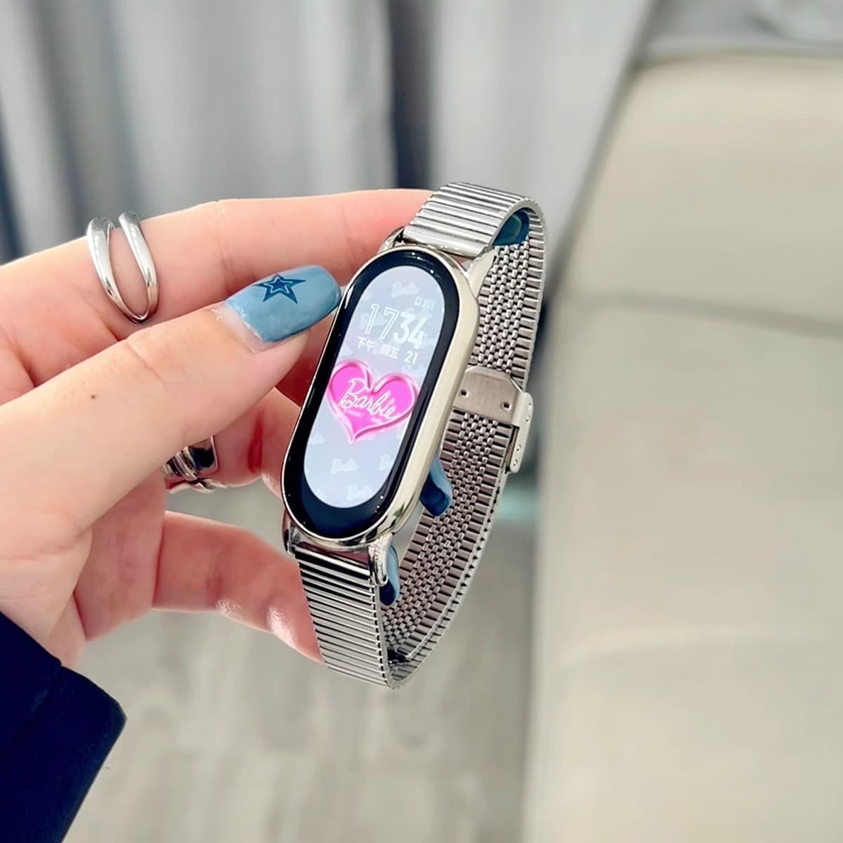 Slim Bamboo Joint Metal Steel Band for Xiaomi Mi Band 9/10, Smart 8 NFC Edition, Women's Wrist Strap