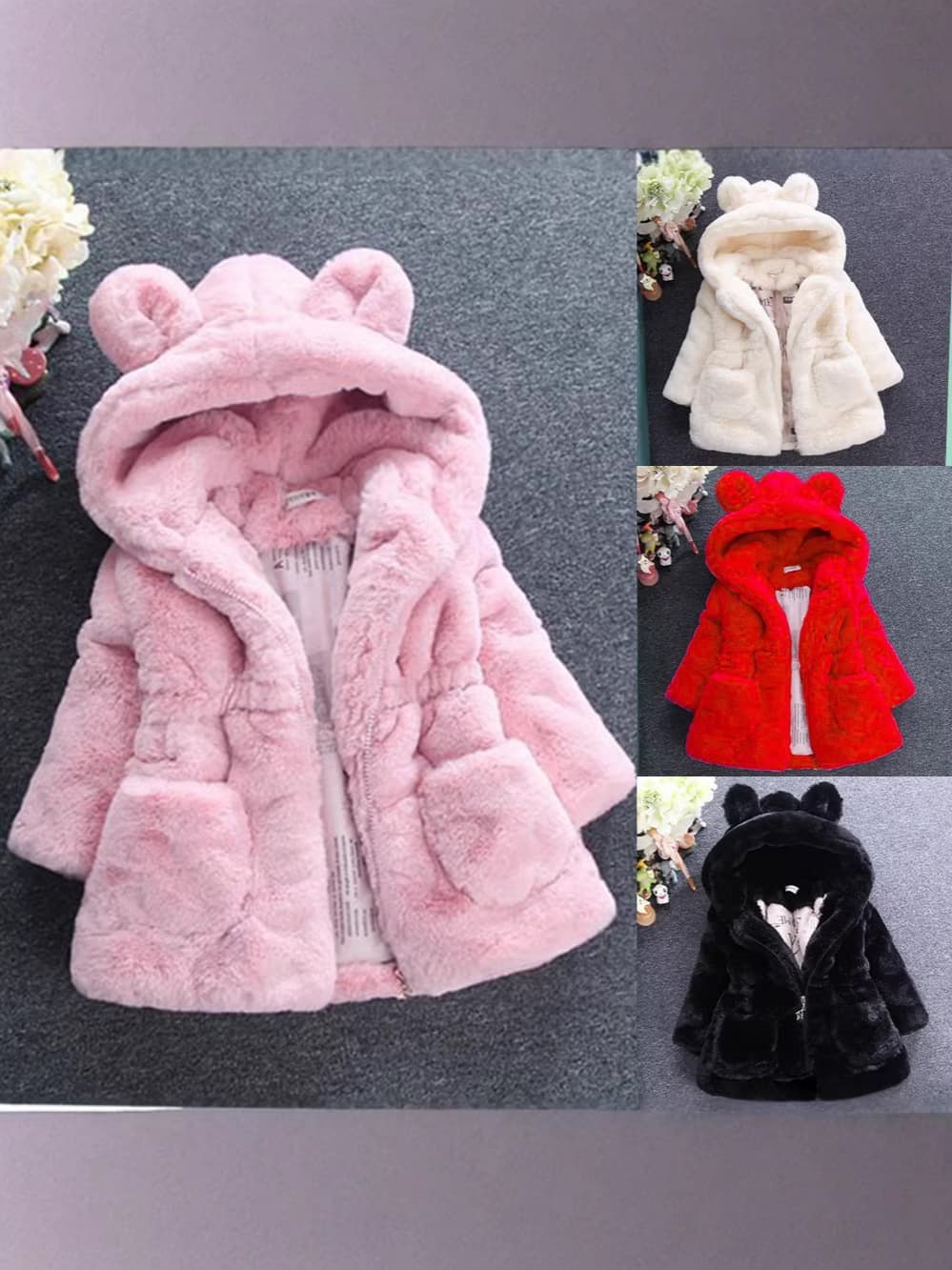 New Export Style Children's Winter Thickened Cotton-Padded Jacket with Fleece Lining, Baby Bunny Ear Coat for Girls