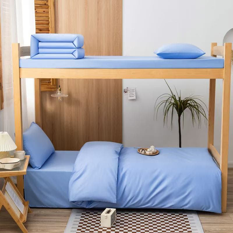 Solid Color Dormitory Bedding 3-Piece Set, Student Military Training Bedding 6-Piece Set, Pure Cotton Fabric Bedding for Single Bed
