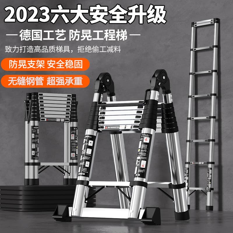 Stainless Steel Retractable Ladder Multi-Functional Portable Folding Bamboo Node Step Ladder for Home Use by Jiangzhicheng