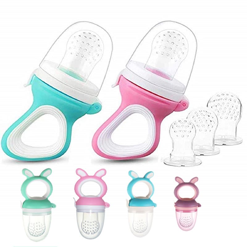 Baby teething toy, fruit and food supplement, silicone nipple, teething stick, fruit and vegetable plaything, baby mesh bag.