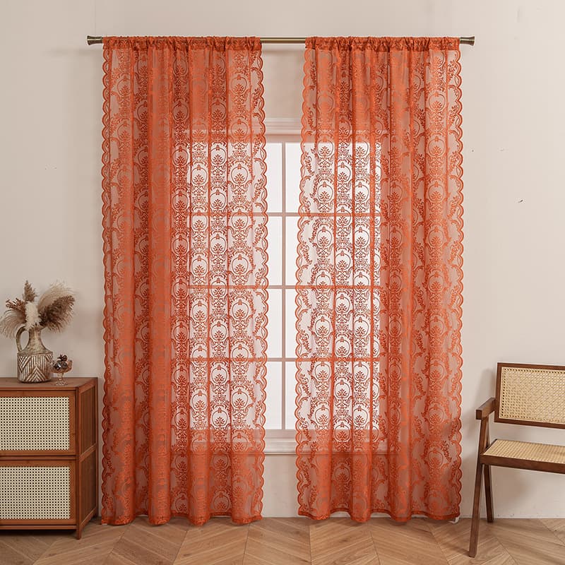 Rod Pocket Curtain Sheer Fabric Light Filtering but Not See-Through High-End Lace Polyester Balcony Bedroom Bay Window Curtain Finished Product Wholesale