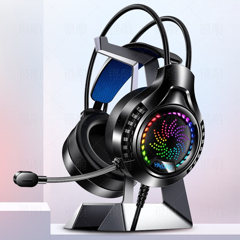 Silver Eagle Q7 Over-Ear Wired Gaming Headset with RGB Lighting, 7.1 Surround Sound, USB, for PC, Cross-Border Private Label Amazon