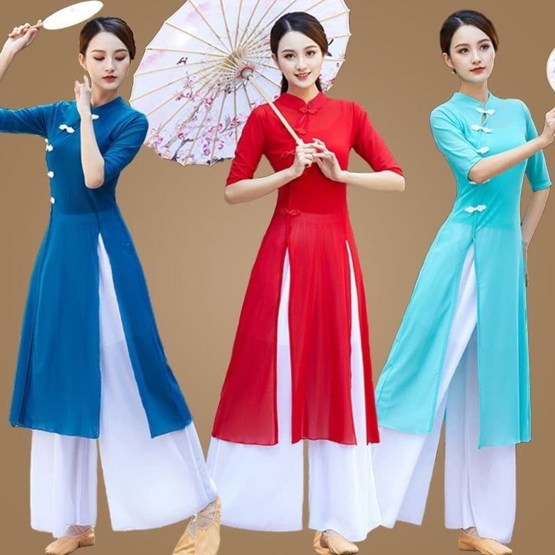 Classic Ethnic Style Practice Dance Performance Outfit Spring Summer New Square Dance Costume Set Women's Performance Cheongsam