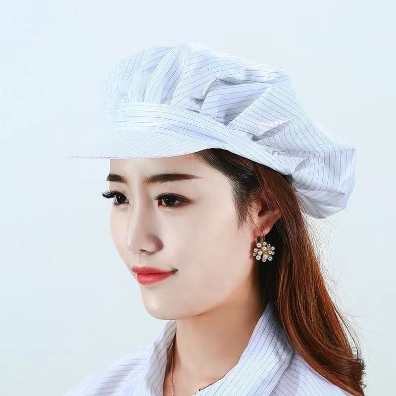 Anti-static striped work cap, women's work cap, static-control cap, dust-free cap