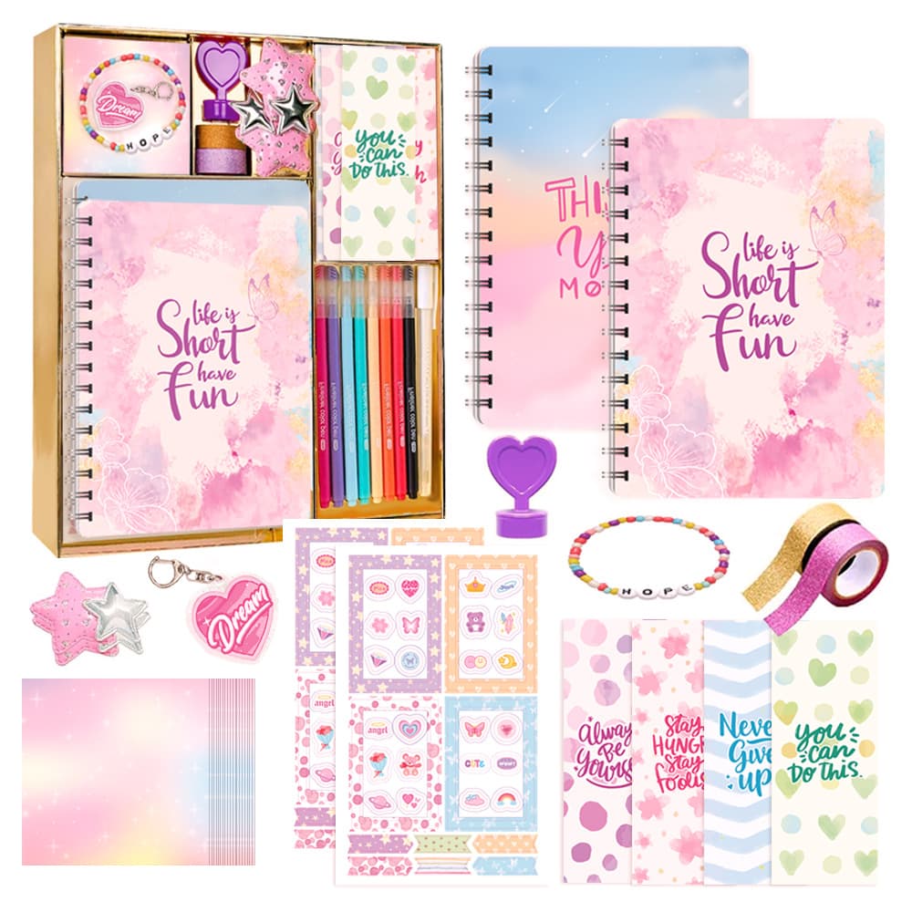 Cross-border DIY Journal Kit, Scrapbooking Set for Girls' Birthday, Children's Diary Notebook