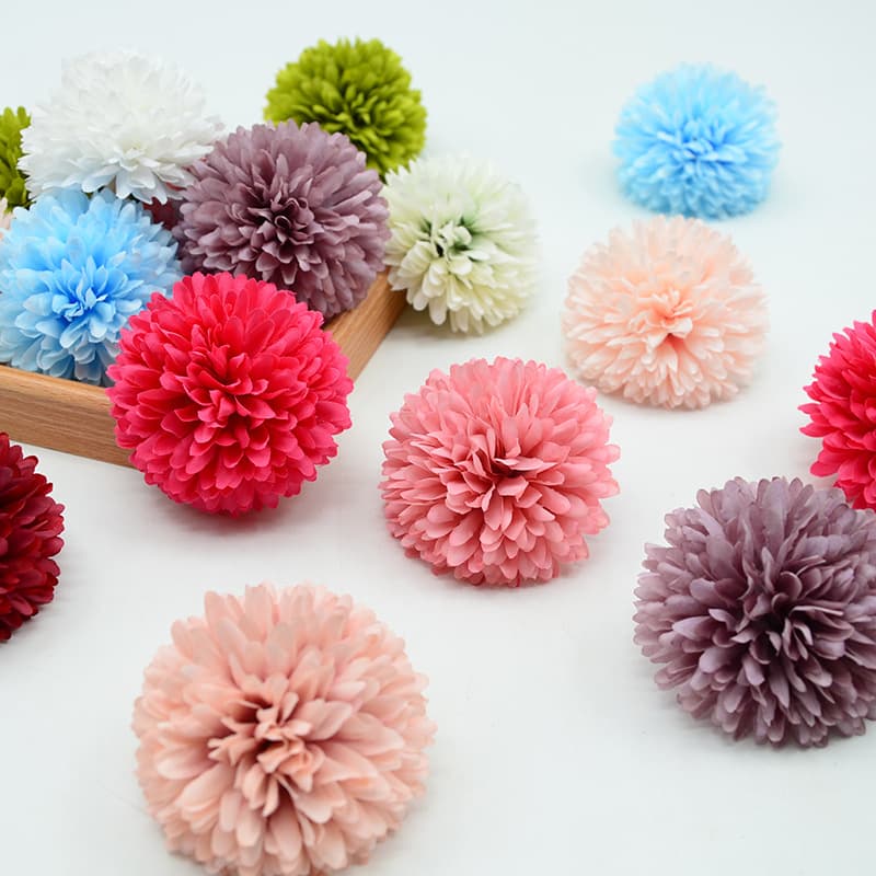 Simulated Ball Chrysanthemum Cross-border Best-selling Material Kit Accessories, Ping Pong Chrysanthemum Small Size Gift Decoration, Spiky Ball Small Size Artificial Flower