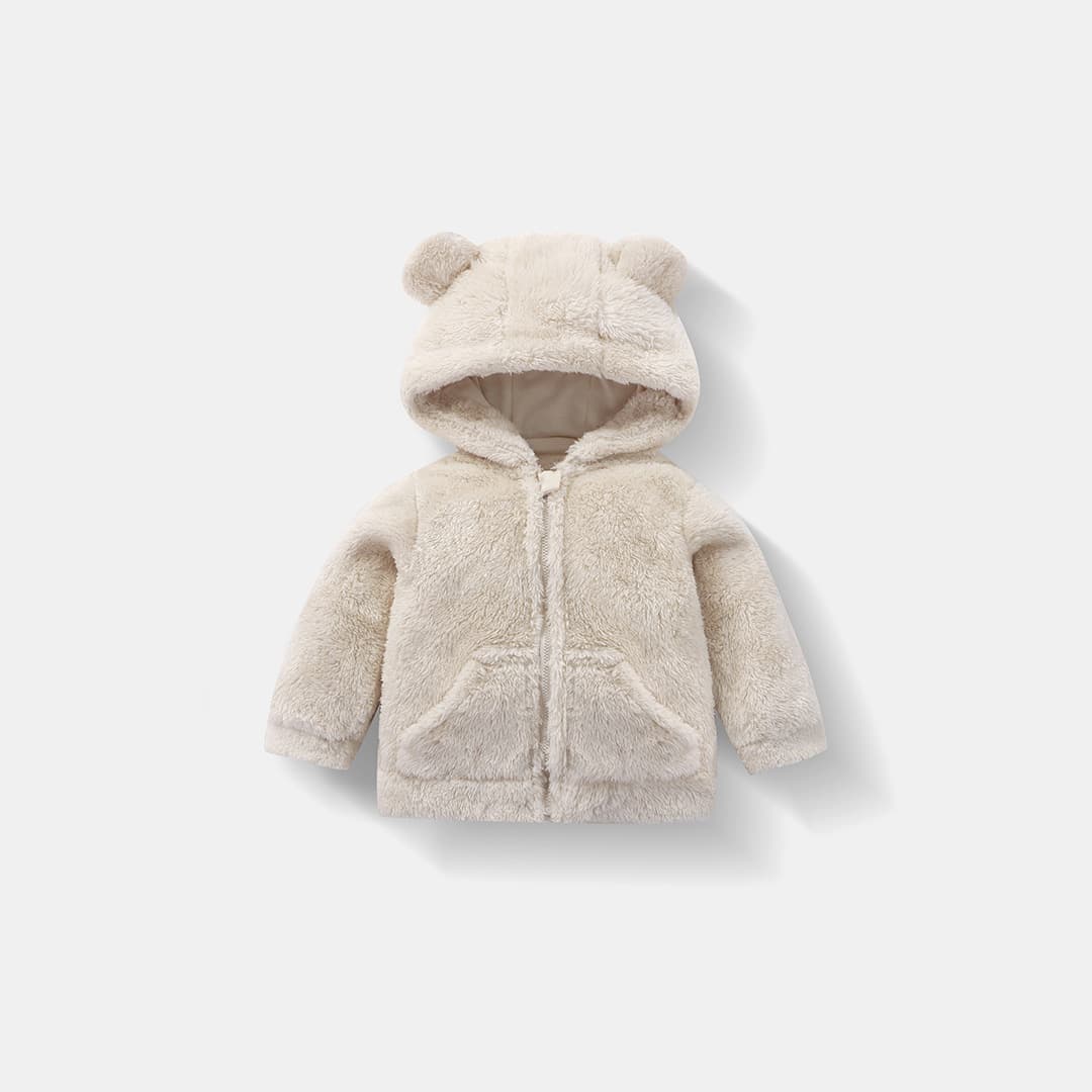 Kids Plush Jacket Autumn Winter Children Hooded Fleece Warm Coat Boys Girls Baby Zipper Fleece Sweater Jacket