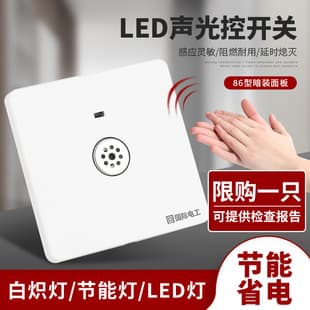86-Type Flush-Mounted Sound-Light Controlled Two-Wire Delay Corridor Induction Sound-Controlled LED Light Hallway Home Switch Panel