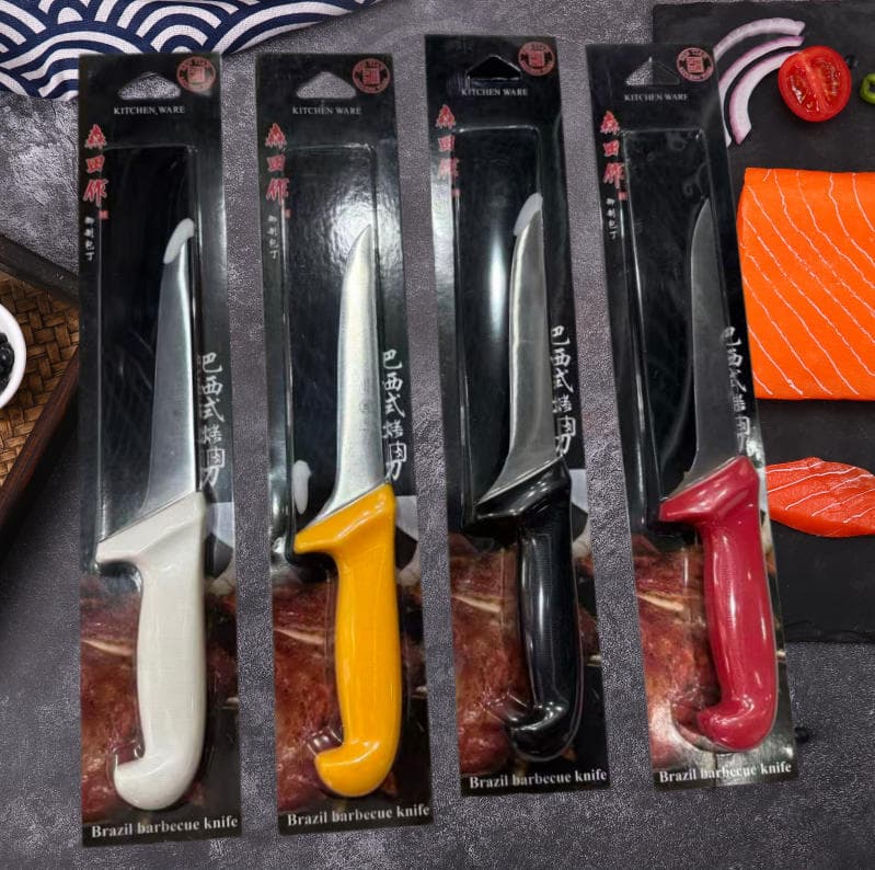 Rubber Handle Boning Knife, BBQ Knife, Meat Slicing Knife, Pork Butcher Knife, Cattle and Sheep Meat Trimming Knife, Meat Selling Knife