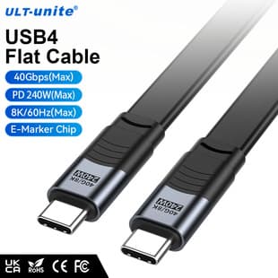 USB4 Flat Cable 40Gbps Type C to C 240W 8K 60Hz M/M M/F