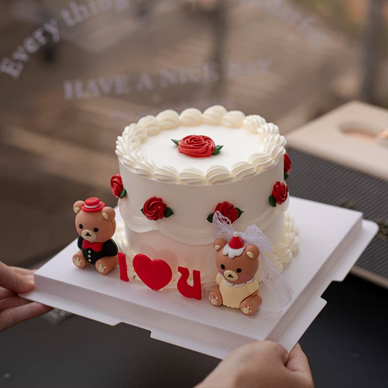 Valentine's Day Cake Decoration Wedding Bear Suit Bear Insert Soft Rubber Love Couple Commemorative Insert