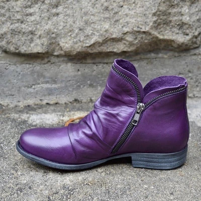 2024 Autumn/Winter New European and American Round Toe Block Heel Double Side Zipper Ankle Boots Women Martin Boots Women's Foreign Trade Plus Size Women's In Stock