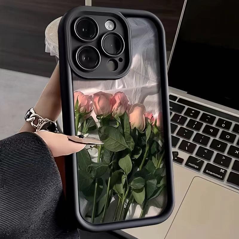 Pink Romantic Rose Compatible with iPhone Case 15/14/13/12/11 Pro Max Artistic XR Personalized 78