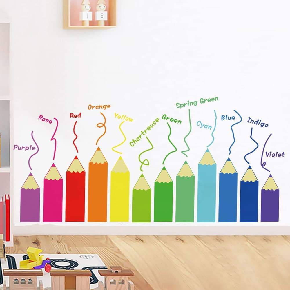 Color Pen Wall Stickers Kindergarten Classroom Layout Wall Decoration Cartoon Color Crayons Children's Bedroom PVC Stickers