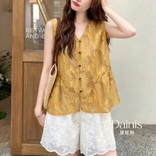 Korean Patchwork Ruffled Sleeveless Blouse for Women, 2026 Summer Loose Pleated Trendy Youthful Vest Top