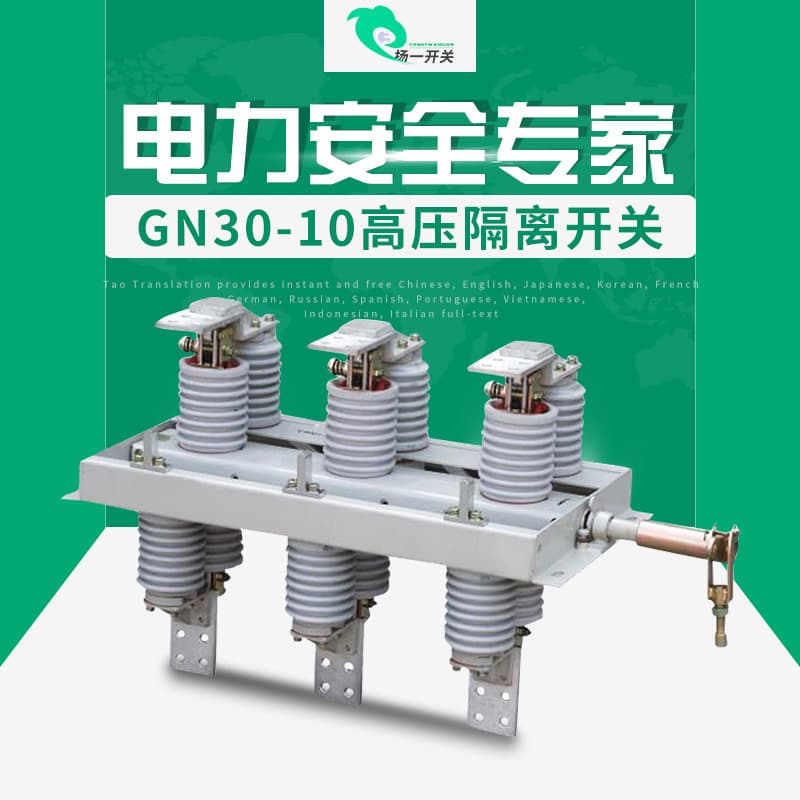 Yangzhou Fuyi GN30-10/1000A Indoor High Voltage Disconnect Switch with Grounding, High Voltage Switch for Ring Main Unit