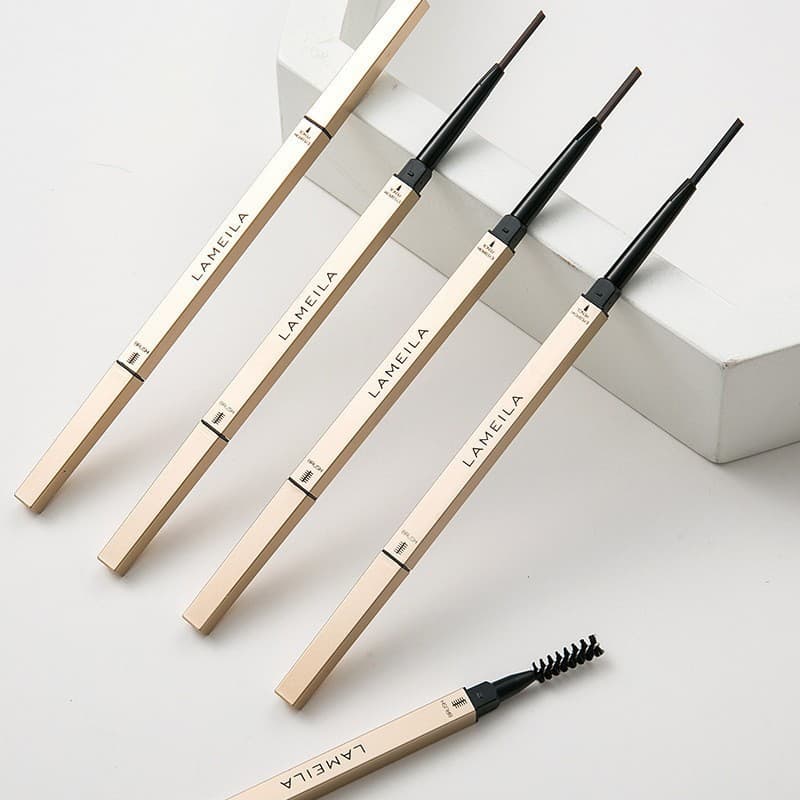 Cross-border Gold Bar Eyebrow Pencil Waterproof Sweat-proof Long-lasting Smudge-proof Triangular Tip Ultra-fine Natural Wild Eyebrow Pencil
