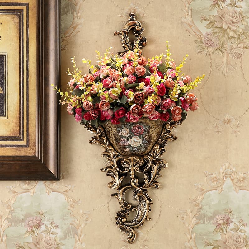 European Style Living Room Wall Hanging Flower Pot Wall Decor Home Wall Soft Decoration Entryway Floral Hanging Vintage Vase