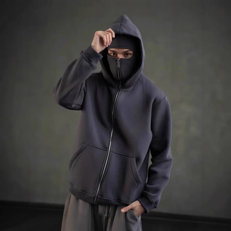 2026 DIY Spring/Autumn Hoodie for Men, Fleece-Lined Zip-Up Hooded Sweatshirt with Double-Layer Hood Design