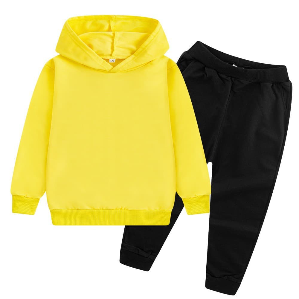 Cross-border E-commerce Boys Girls Kids Solid Color Hoodie + Pants Set