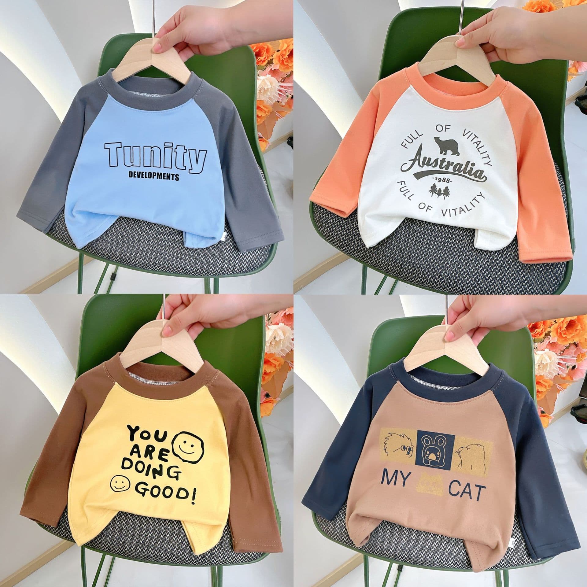 New Children's T-Shirt Autumn/Winter Base Layer Top Long Sleeve Loose-Fit Pullover Sweater Korean Style for Boys and Girls