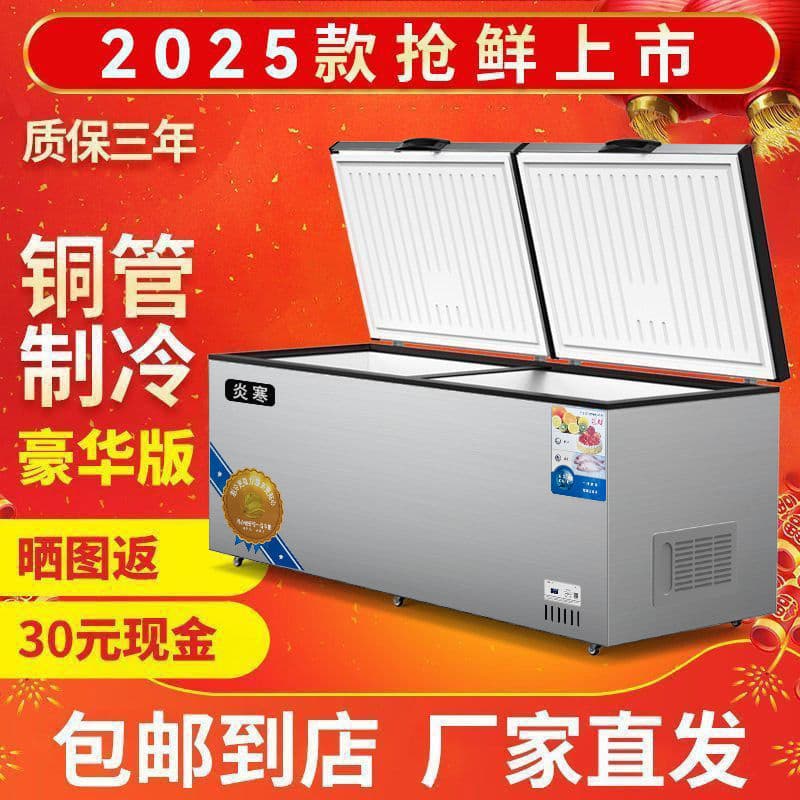 Commercial Large-Capacity Freezer with Single/Dual Temperature Copper Tube, Horizontal Freezer for Home Low-Temperature Freezing Supply