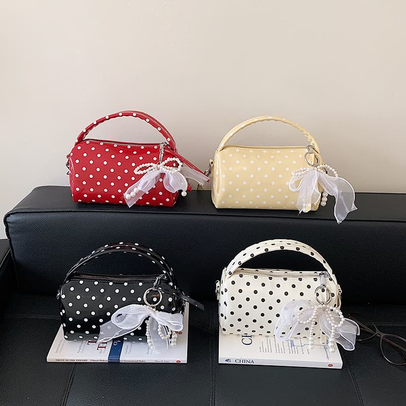 2026 Women's Shoulder Bag Versatile Cylinder Bag Fashion Crossbody Bag Mini Bag Handbag New Polka Dot Bag