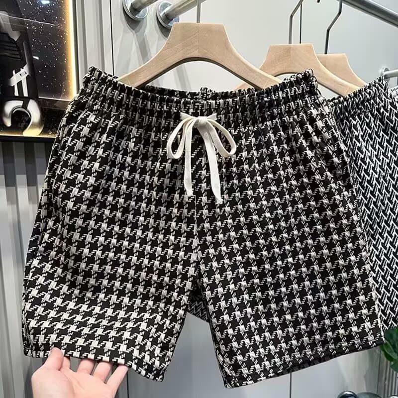 Casual Summer Plaid Shorts Men's Fashion Sport Beach Pants Loose Fit Straight Leg Retro Style Lightweight Comfortable