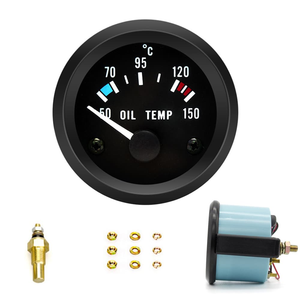 52MM Car Modification Gauge Oil Temperature Gauge 12V Racing Car Universal Gauge Black Face Green Shell 2 Inch