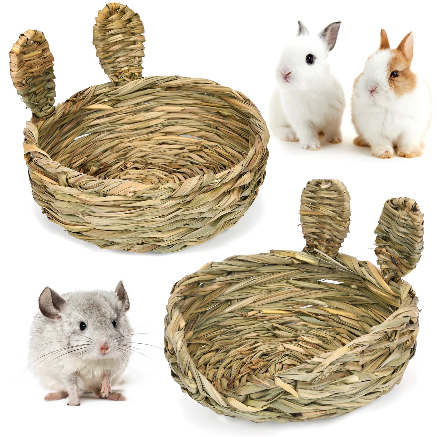 New Hand-Woven Exotic Pet Rabbit Nest Edible Stress Relief Toy for Chinchillas and Guinea Pigs Chewing and Decorative Ornament