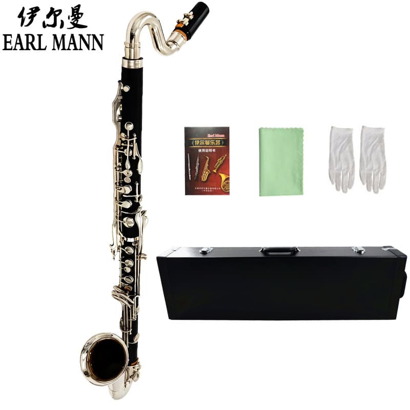 Illman bass clarinet for professional performance, Bakelite nickel-plated B flat for orchestra performance, optional clarinet
