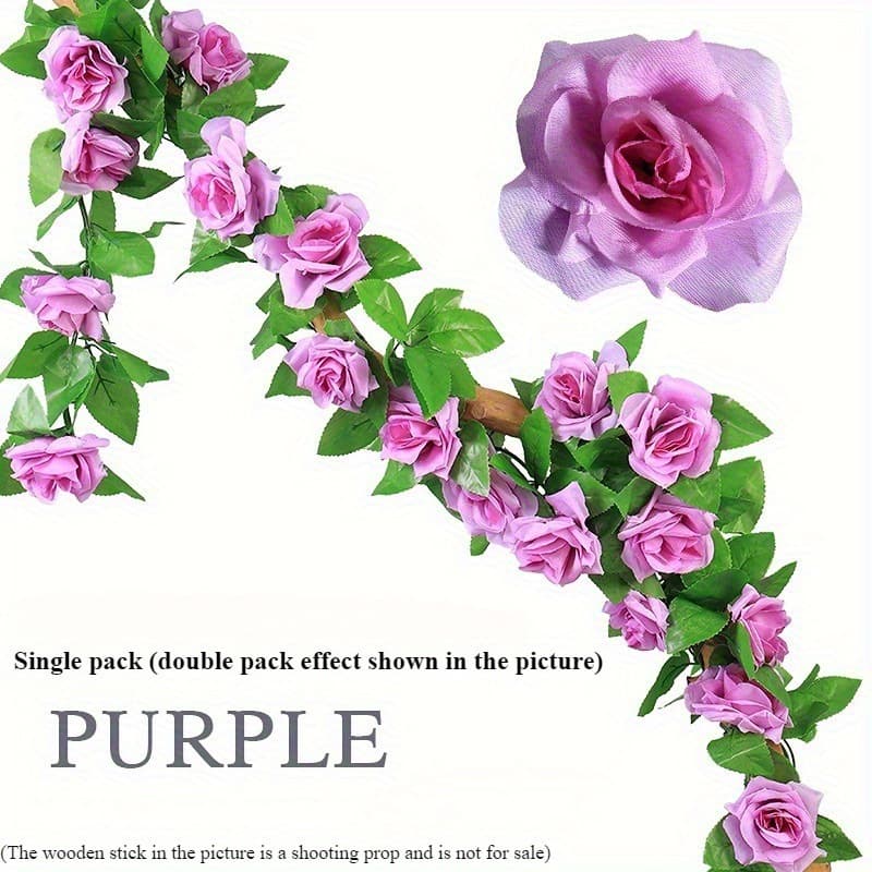 Artificial Rose Vine Fake Flowers for Living Room Air Conditioning Pipe Decoration, Heater Wrapping Plastic Silk Flower Vine