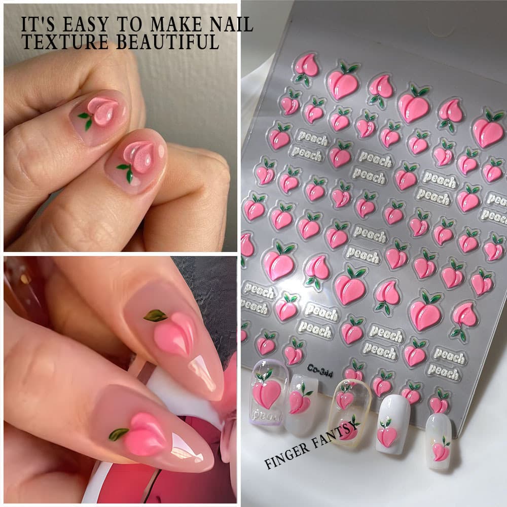 Nail Stickers 3D Waterproof Nail Art Stickers Graffiti Heart Jelly Stickers Decals for Kids