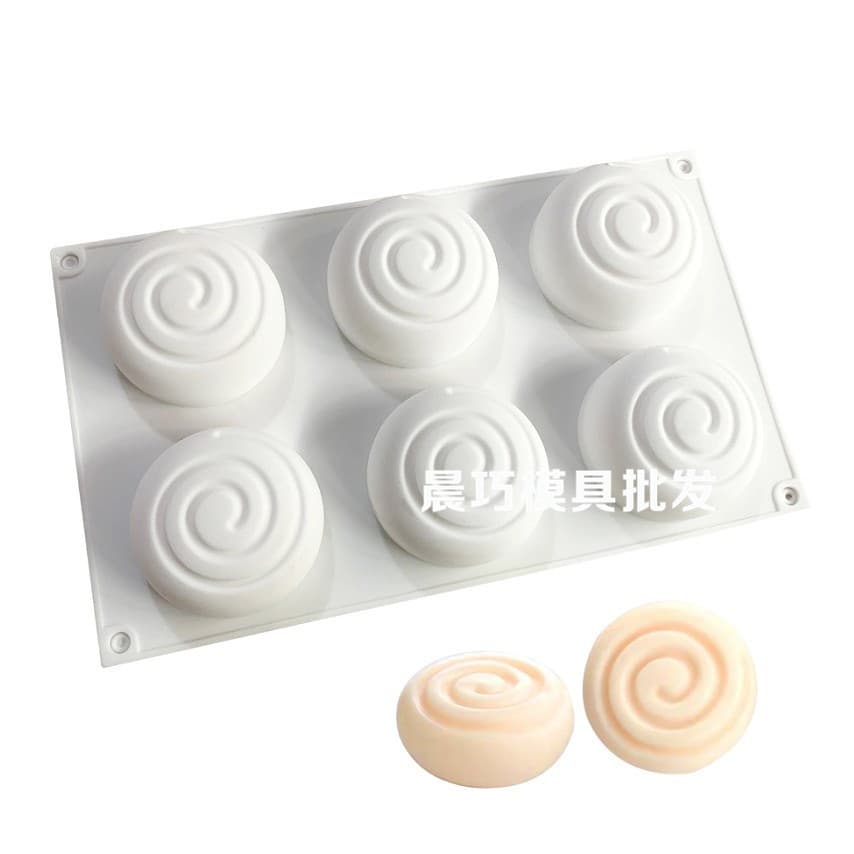 New Six-Circle Round Swirl Silicone Mold DIY Soap Silicone Mold Spiral Coil Mold