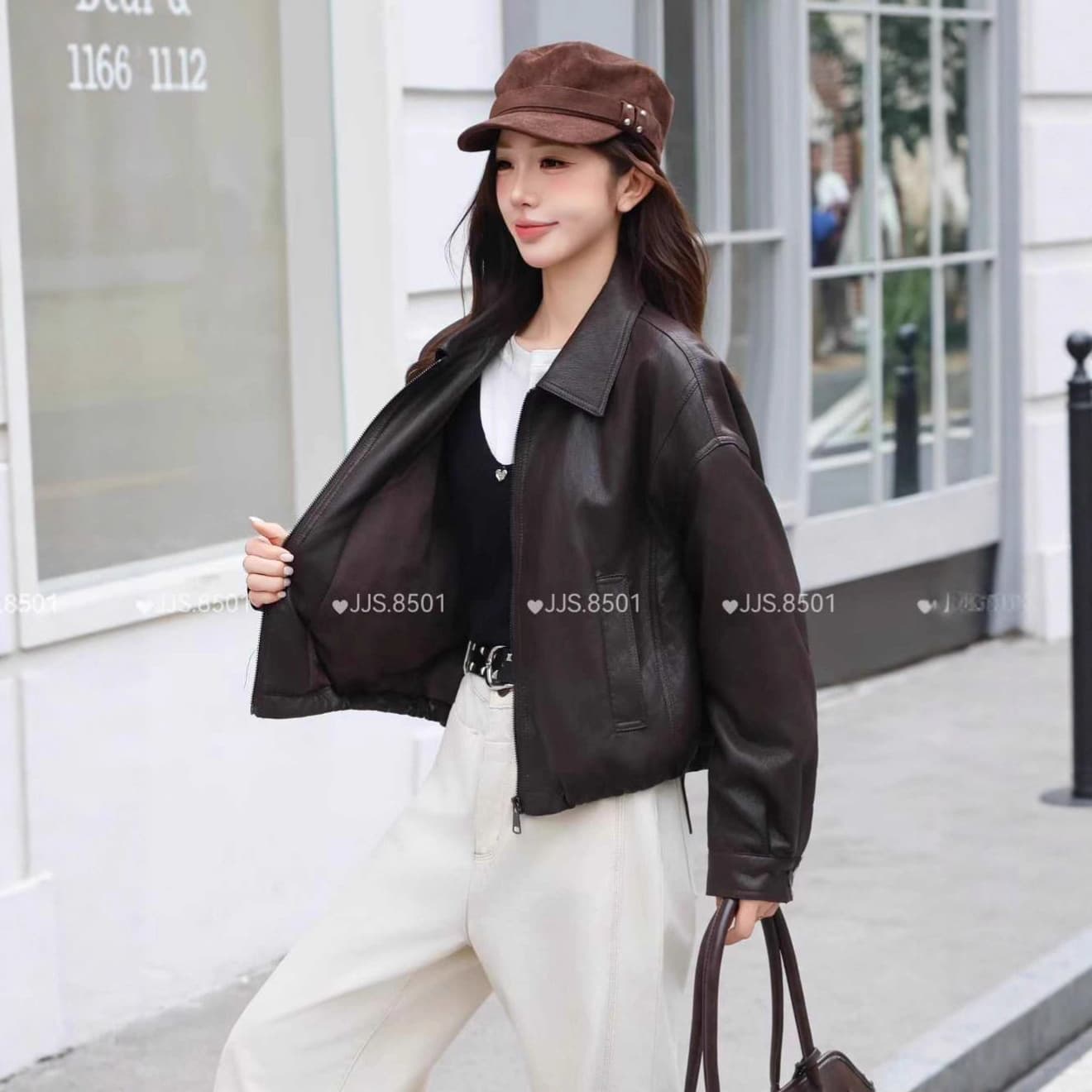 Women's Short Leather Jacket, Autumn/Winter 2025 New Style, Loose Fit, Plus Size, Thickened Cotton Lined Outerwear, Casual and Slimming Leather Jacket Top