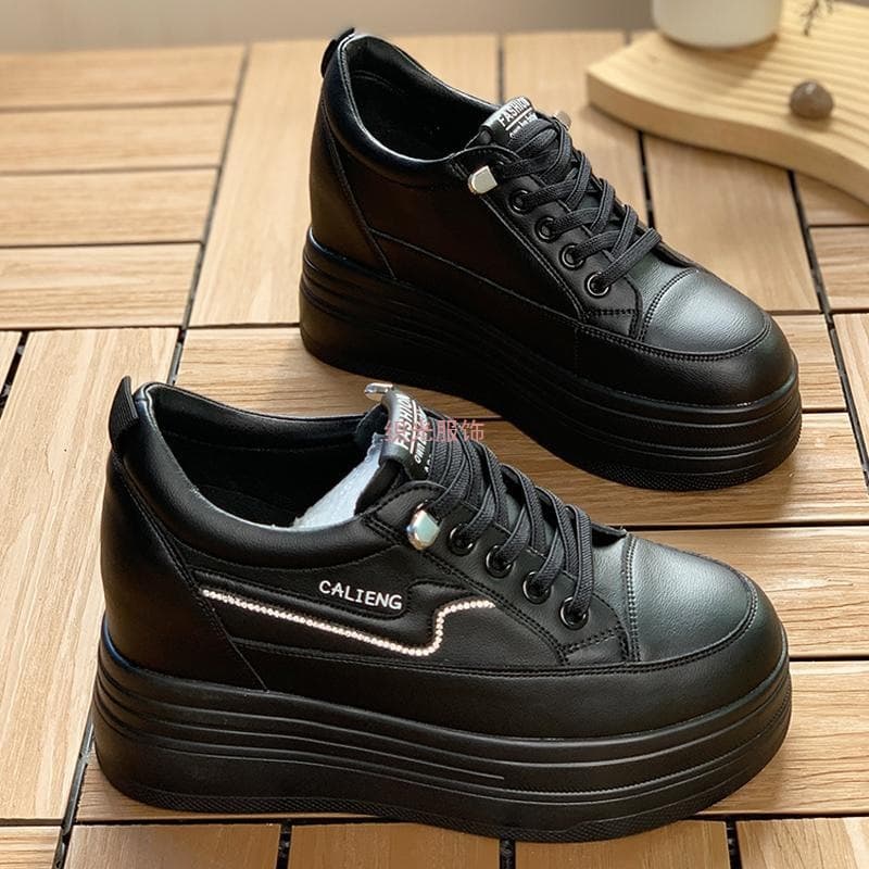 Factory Direct 2025 New Black Shoes Women Autumn/Winter Platform Thick Sole Petite Women's Shoes