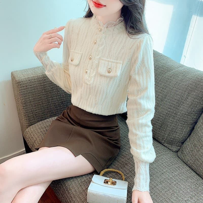 Fleece-Lined Thickened Heat-Generating Fiber Shirt Top Early Autumn/Winter 2025 New Base Layer Korean Style Shirt Women