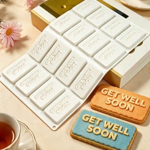 16-Cavity Letter Plate Chocolate Silicone Mold, Rectangular Blessing Nameplate Biscuit Mold Candy Fondant Cake Mold