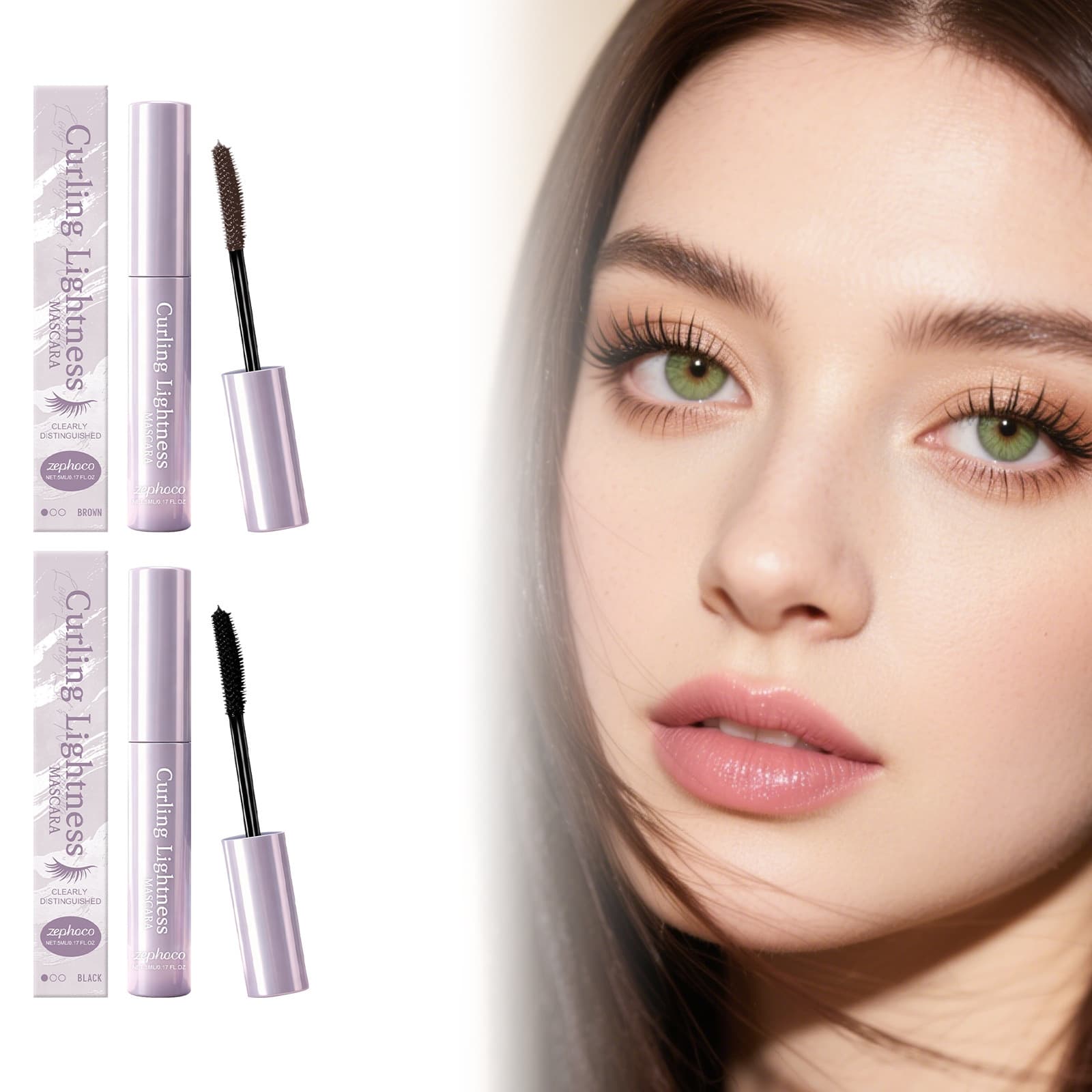 zephoco Curling Lightweight Mascara, Lightweight Texture, Natural and Smooth, Smudge-Resistant, Everyday Beautiful Eye Makeup