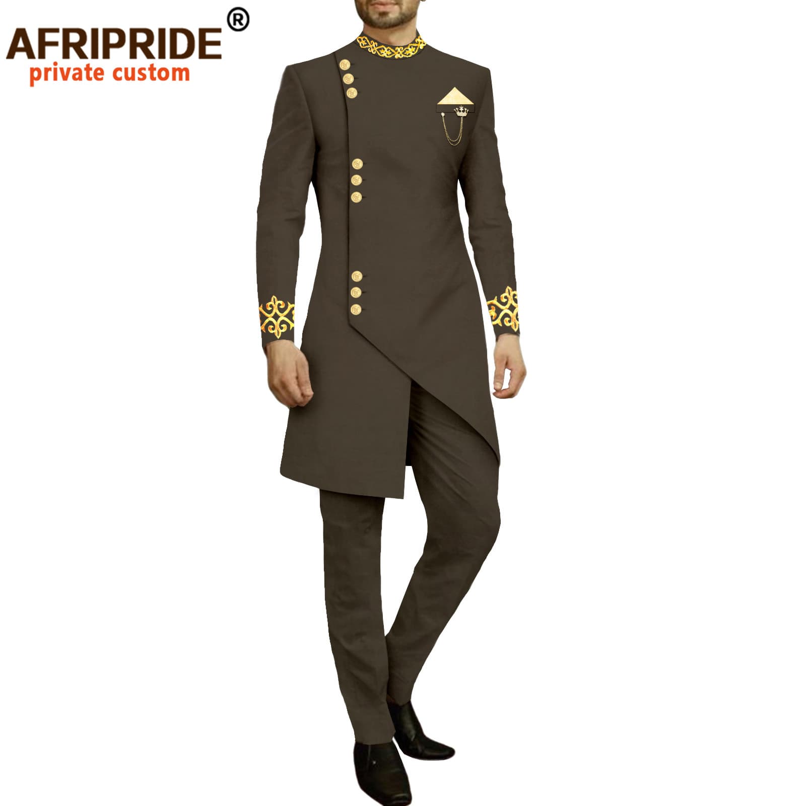 Drop Shipping African Men's Slim Fit Two-Piece Set African Clothes for Men A2416040