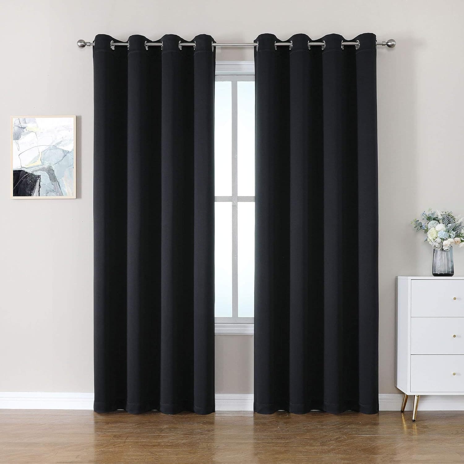 Amazon Curtains Solid Color Export High-Precision Curtains, Blackout Perforated Finished Curtains for Bedroom and Living Rooms
