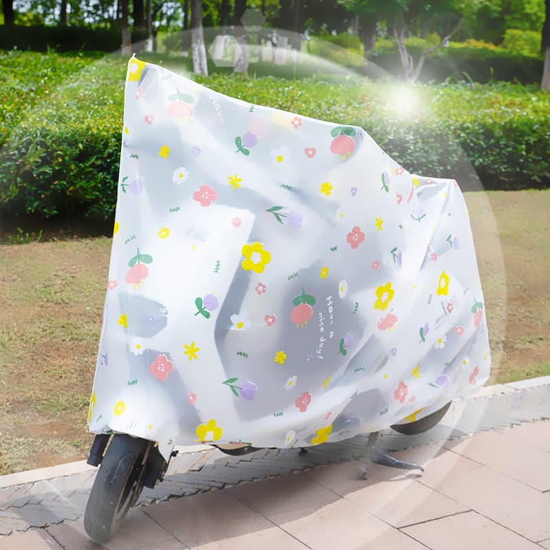 Douyin Hot-Selling Electric Vehicle Rain Cover, Matte Cartoon Flower Design for Motorcycles