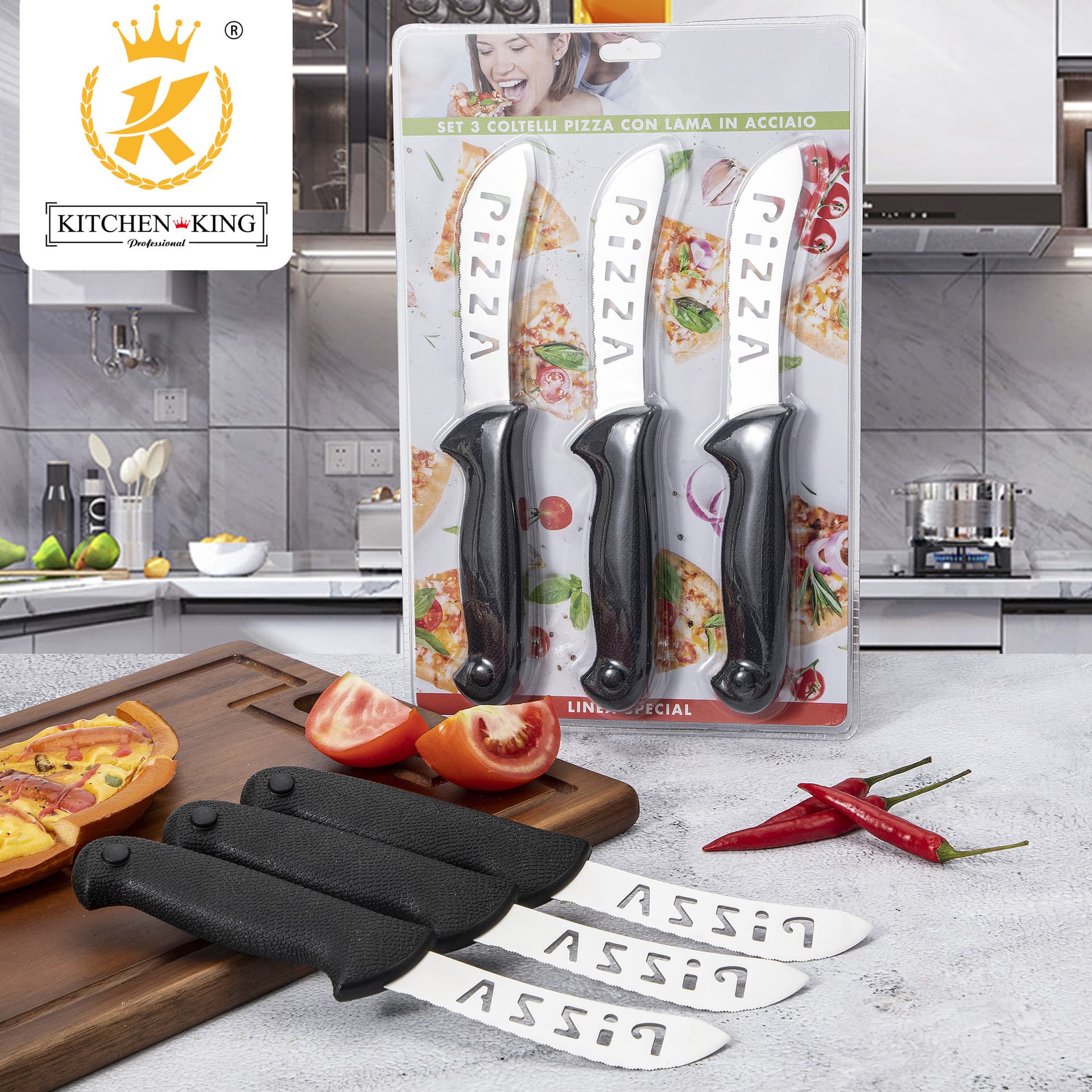 Cross-border hot-selling kitchen knife set 3PC stainless steel steak knife, household pizza knife, butter and cheese knife, in stock.