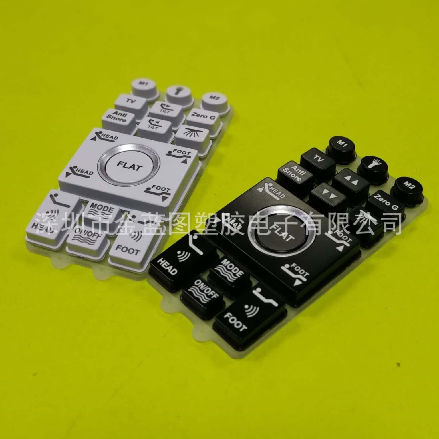 Mobile phone buttons spray painted and laser engraved, remote control buttons, password device buttons, silicone buttons.